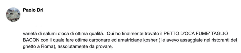 Testimonianza di Paolo sul petto d'oca Taglio Bacon.